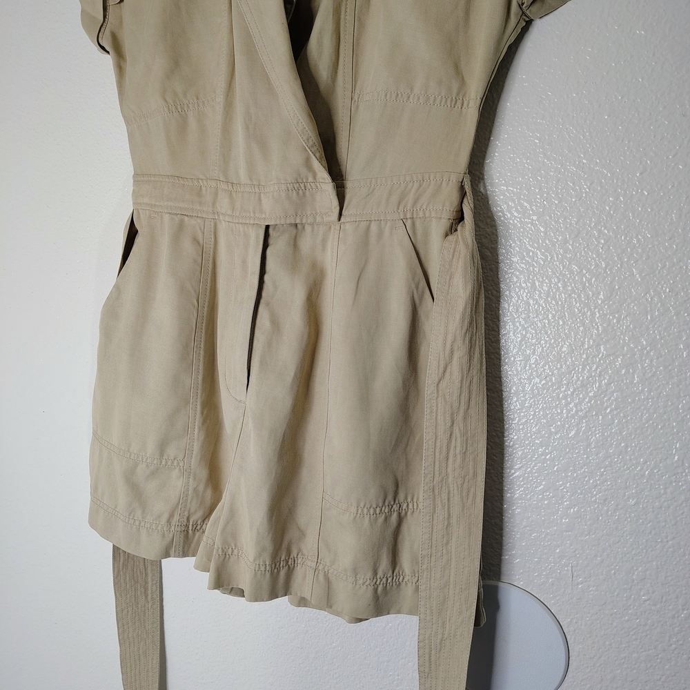 Madewell Beige Utility Romper Belted Short Sleeve Five Pockets Sz 6 Linen Blend - Picture 12 of 16